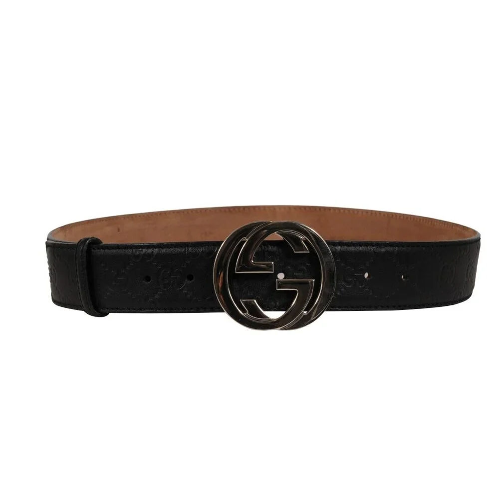 Gucci Mens Interlocking GG Supreme Buckle Belt Sizze 90 36 Black Leather - Picture 11 of 12
